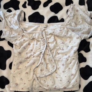 Floral Ruffle Sleeve Top